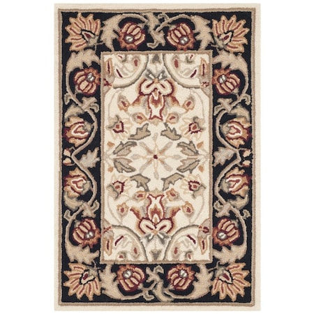 Safavieh 2 ft. - 6 in. x 8 ft. Easy Care Hand Hooked Area Rug, Ivory and Black EZC101A-28